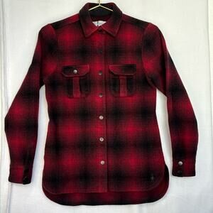 Smartwool Merino Wool Shacket Jacket Red Black Plaid Anchor Line Women’s Size XS